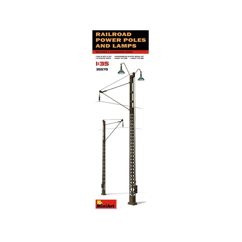 MiniArt Acc Rail Power Poles+Lamps 1/35