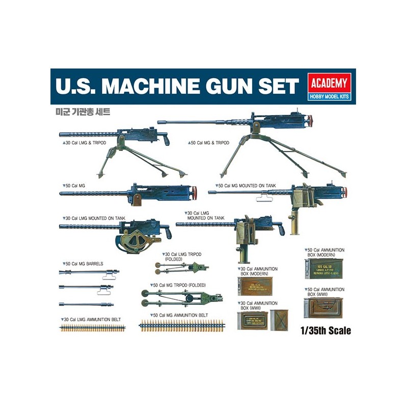 Academy Accesorios US Machine Gun Set 1/