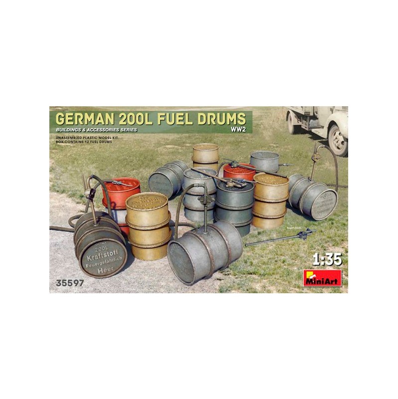 Accesorios German 200L Fuel Drums Set WW2 1/35 