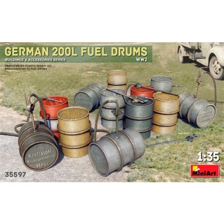 Accesorios German 200L Fuel Drums Set WW2 1/35 
