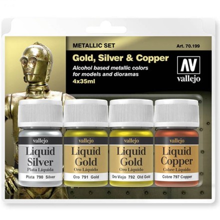 Set 4 Liquid Gold Oro, Plata Y Cobre 35m