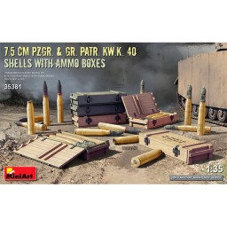 7.5 cm Pzgr Gr Patr Kw.K 40  Shells Ammo Boxes 1/35