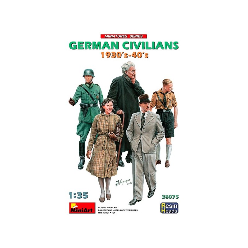 MiniArt German Civilians 1930-40s. Resin Heads 1/35