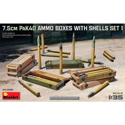 Miniart 7.5cm Pak40 Ammo Boxes With Shells Set 1 1/35