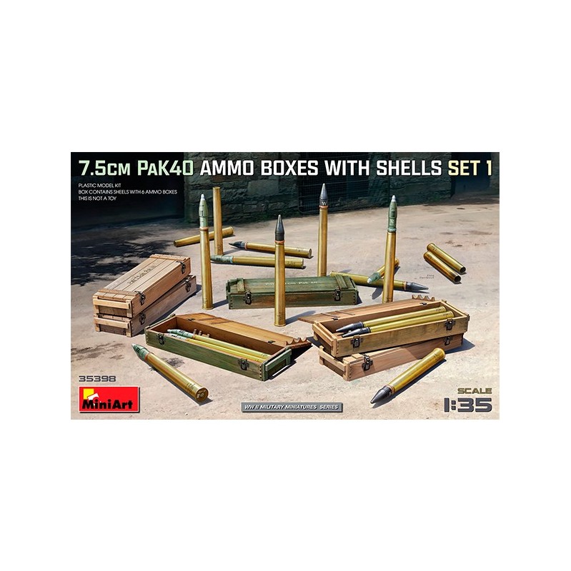 Miniart 7.5cm Pak40 Ammo Boxes With Shells Set 1 1/35