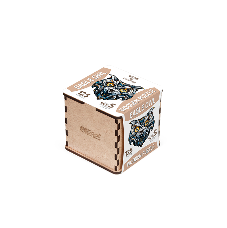 EWA Puzzle Búho Real (S) 125 piezas caja de madera